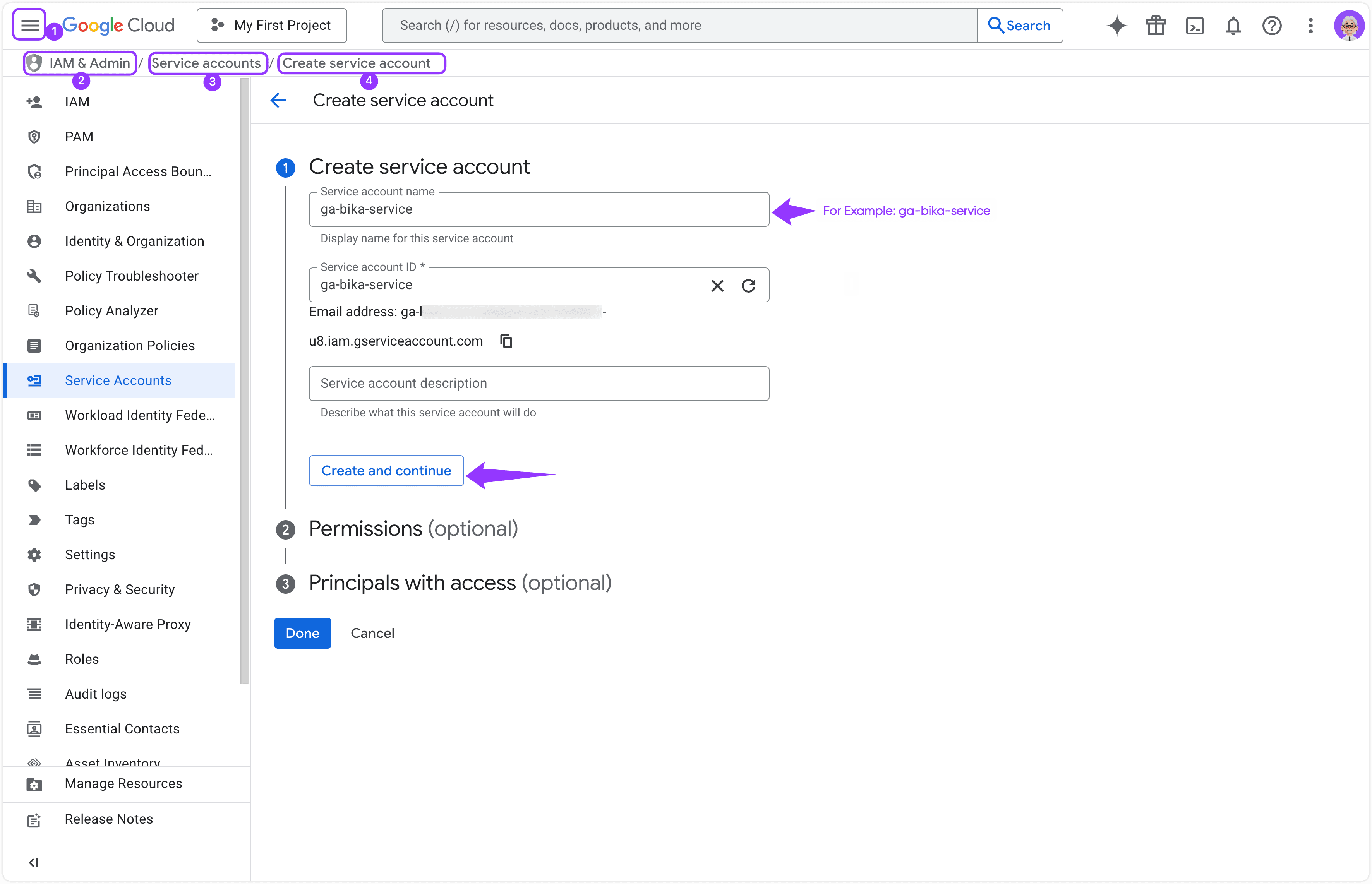 Create Service Account