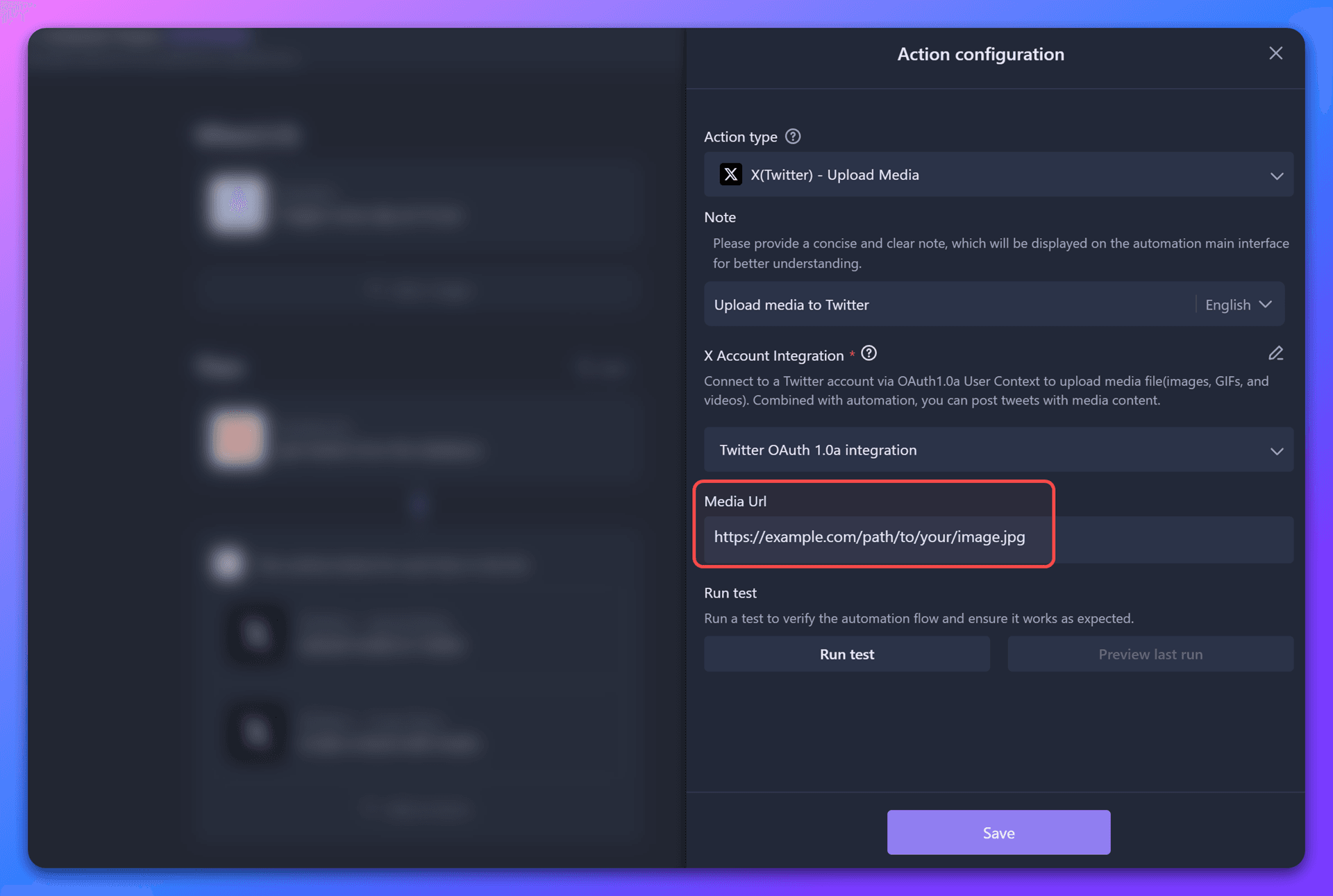 Direct URL input example