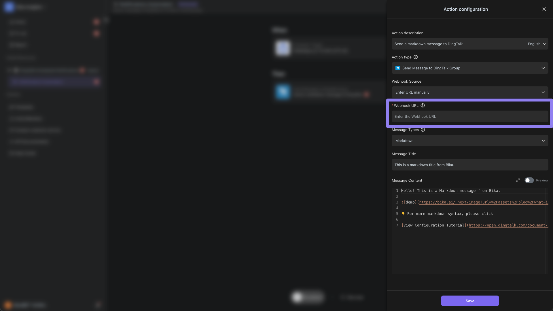 Diagram of Inputting Webhook URL