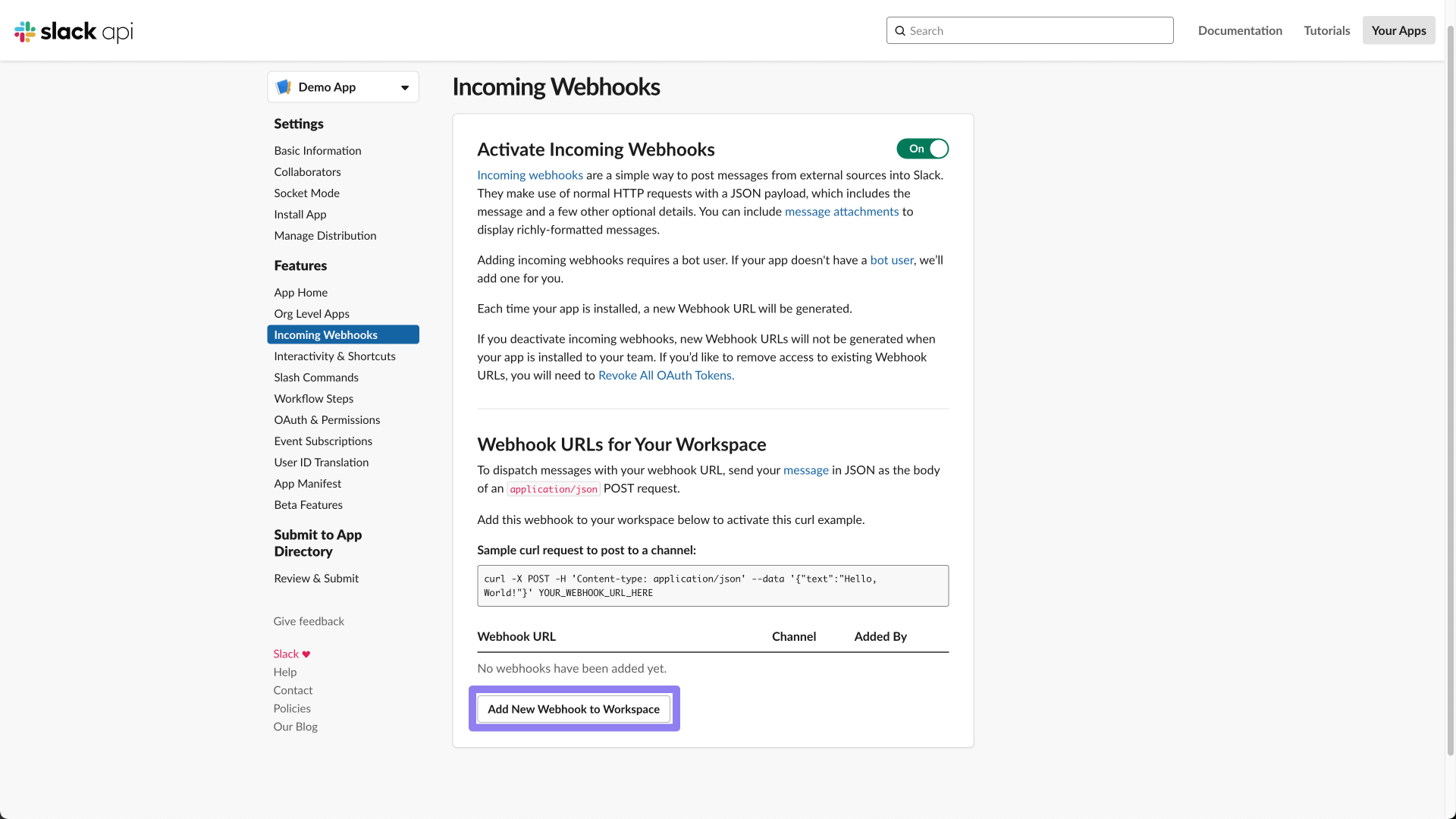 Add new webhook to workspace