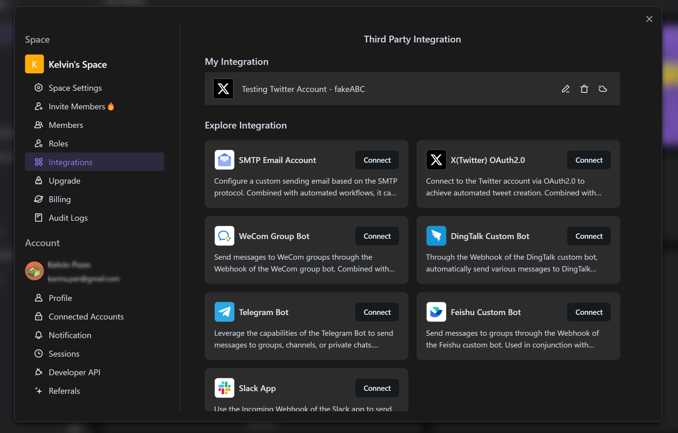 Open Third-Party Integrations Tab