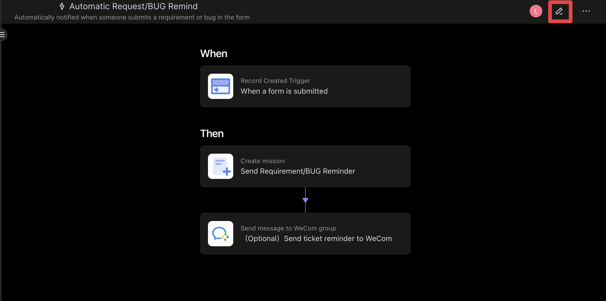 Edit Automation Task Entry Diagram