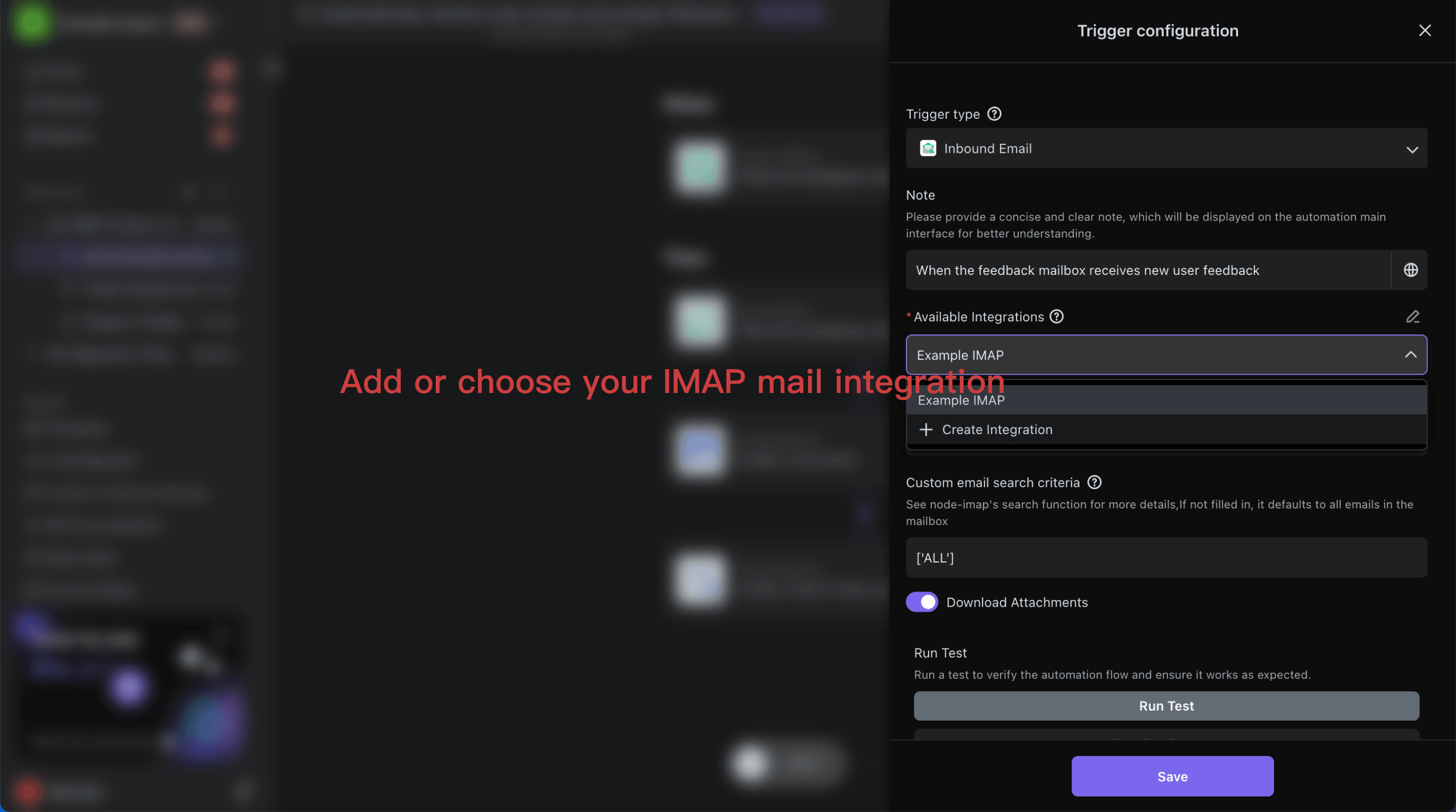 Add IMAP Integration in Automation