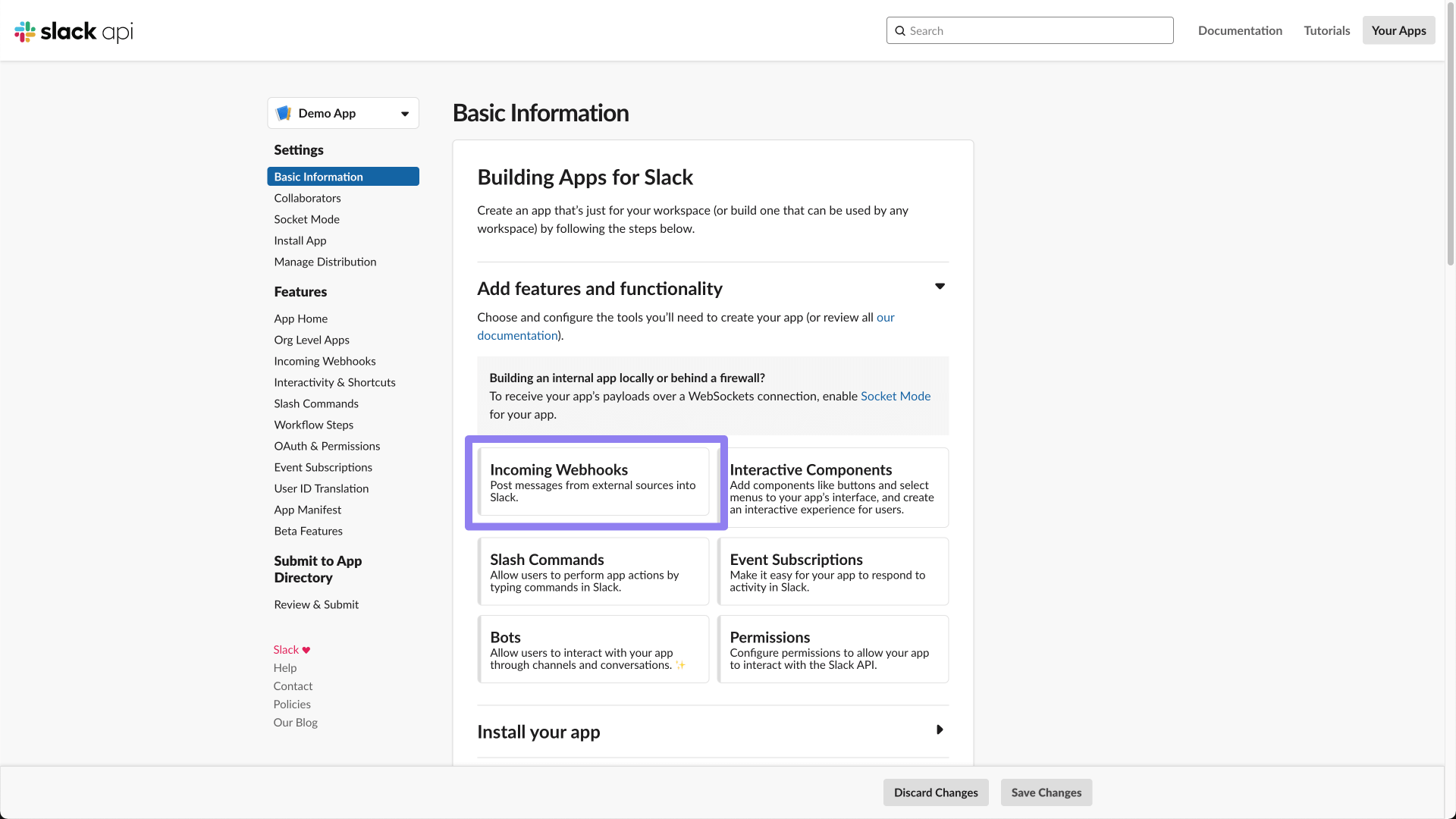 SlackでIncoming Webhookを追加する図2